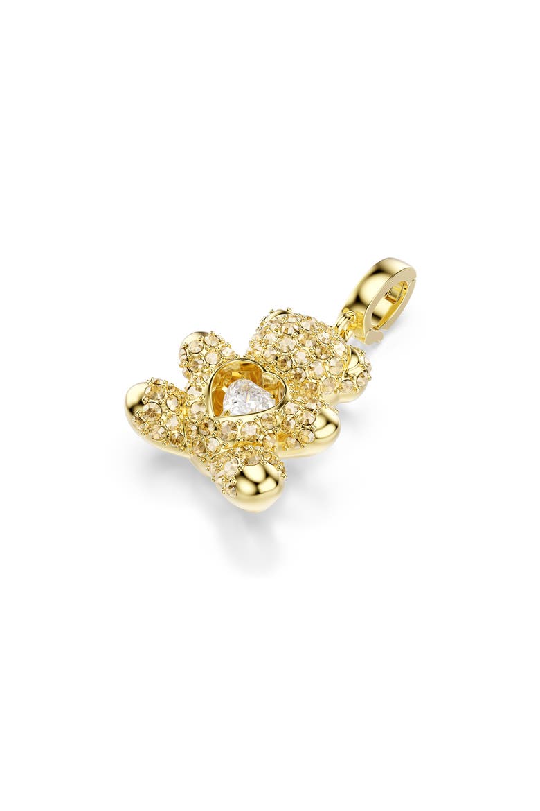 Idyllia Crystal Teddy Bear Charm, Alternate, color, GOLD