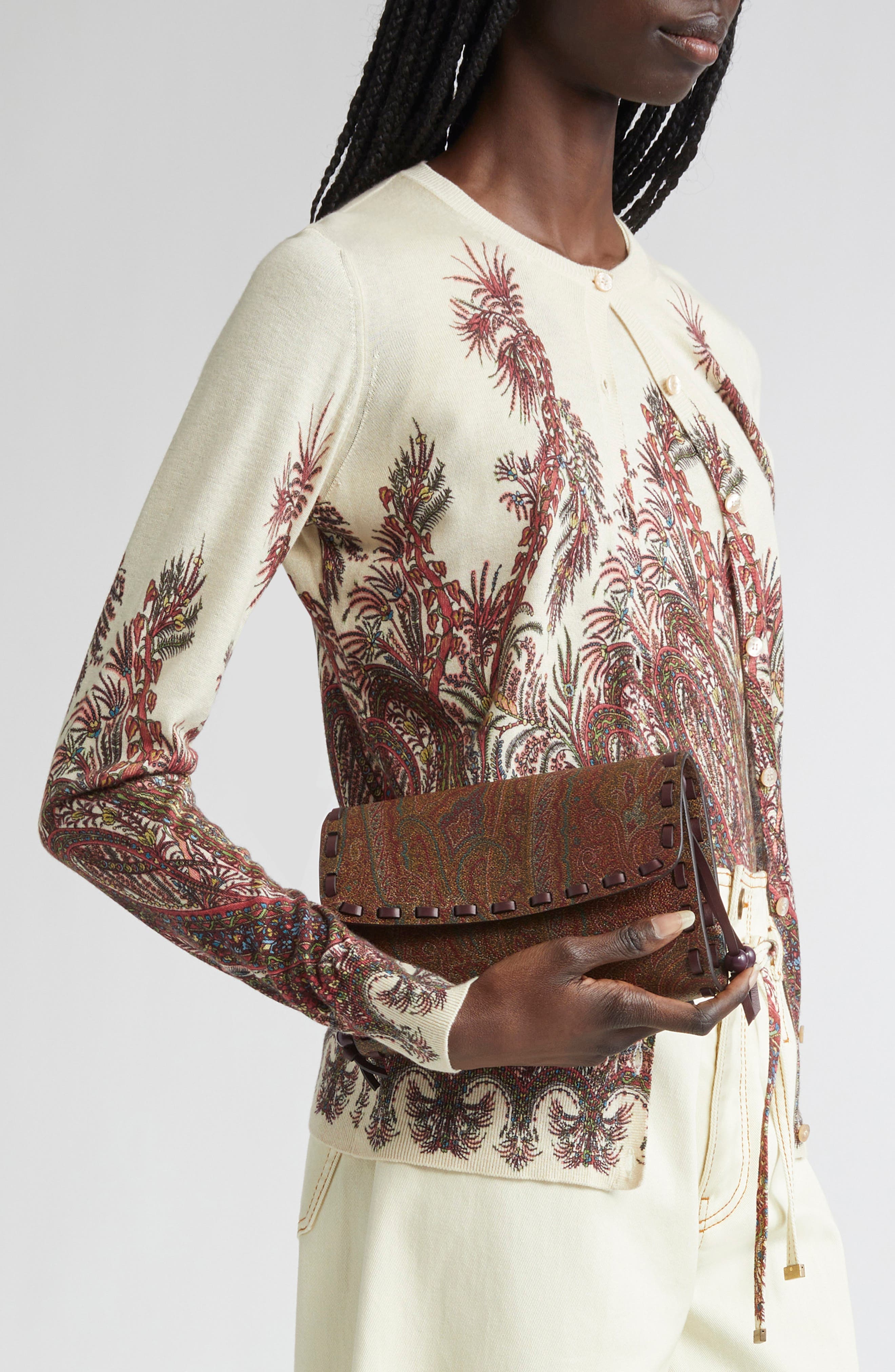 Etro Vulcano Arnica Coated Crossbody Bag, Alternate, color, Vino