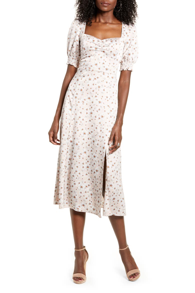 Beatrix Bustier Midi Dress, Main, color, BLUSH DAISY