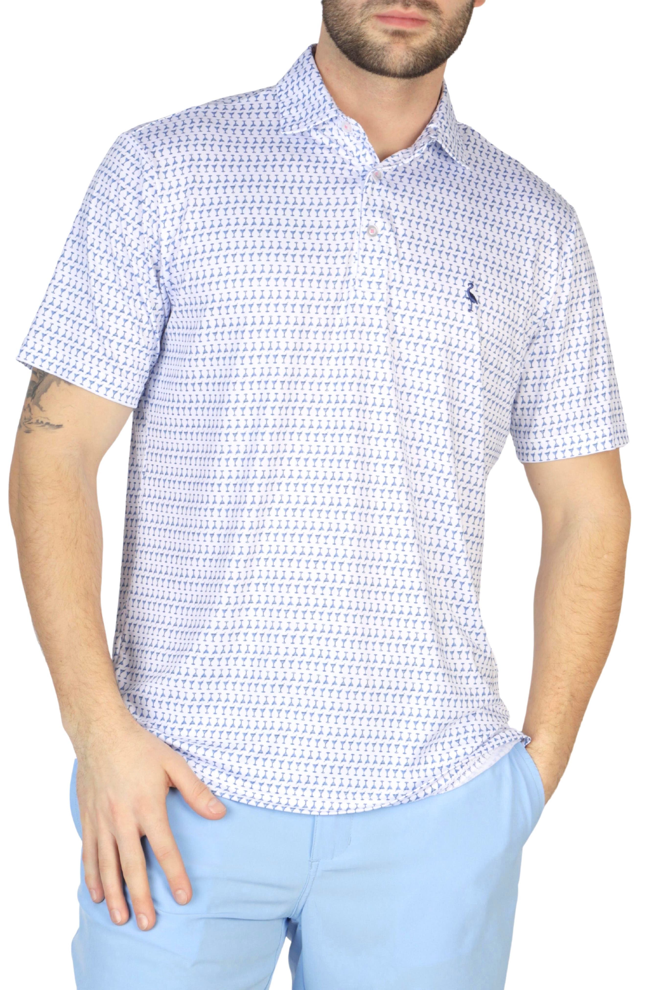 TailorByrd Martini Glasses Print Performance Polo