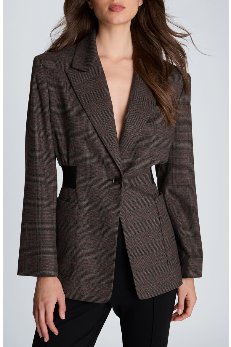 Ribbed Waisted Blazer, Main, color, MEDIUM BARK MULTI