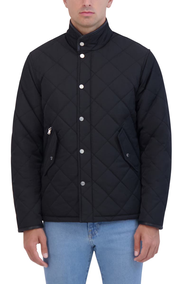 Robert Graham Water Repellent Quilted Jacket, Main, color, Black