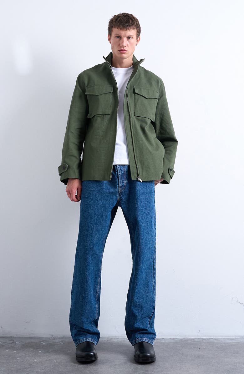 Topman Double Pocket Cotton Canvas Jacket, Alternate, color, Light Green