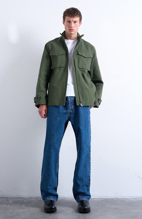Topman Double Pocket Cotton Canvas Jacket In Green