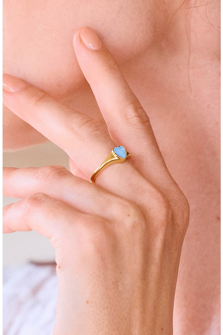 Victoria 14k Gold Plate Opal Heart Ring, Alternate, color, GOLD