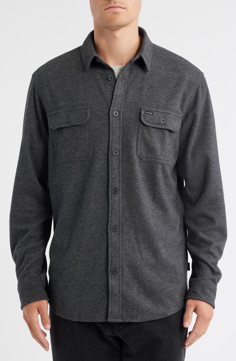 Rip Curl Grid Stretch Fleece Button-Up Shirt, Alternate, color, Black Marle
