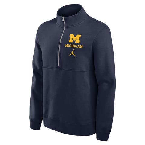 Men's Jordan Brand Navy Michigan Wolverines Primetime Club Half-Zip Sweatshirt