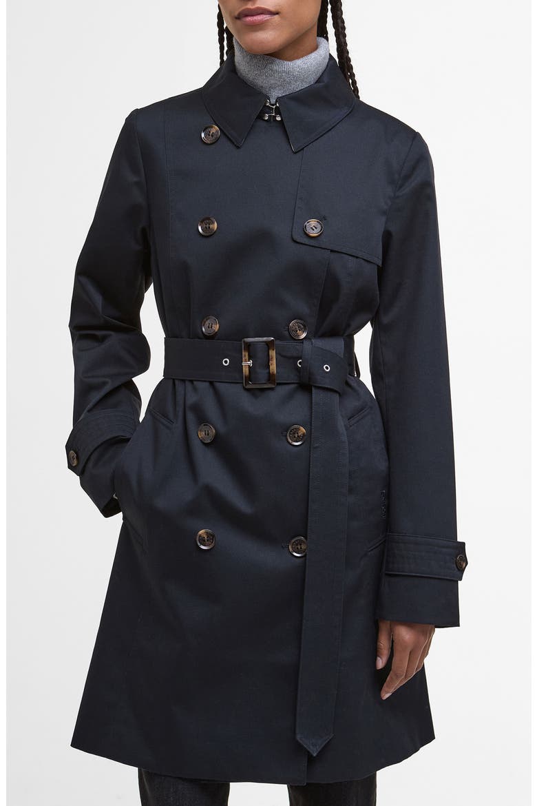 Great Belted Water Resistant Twill Trench Coat, Main, color, DK NAVY/HESSIAN