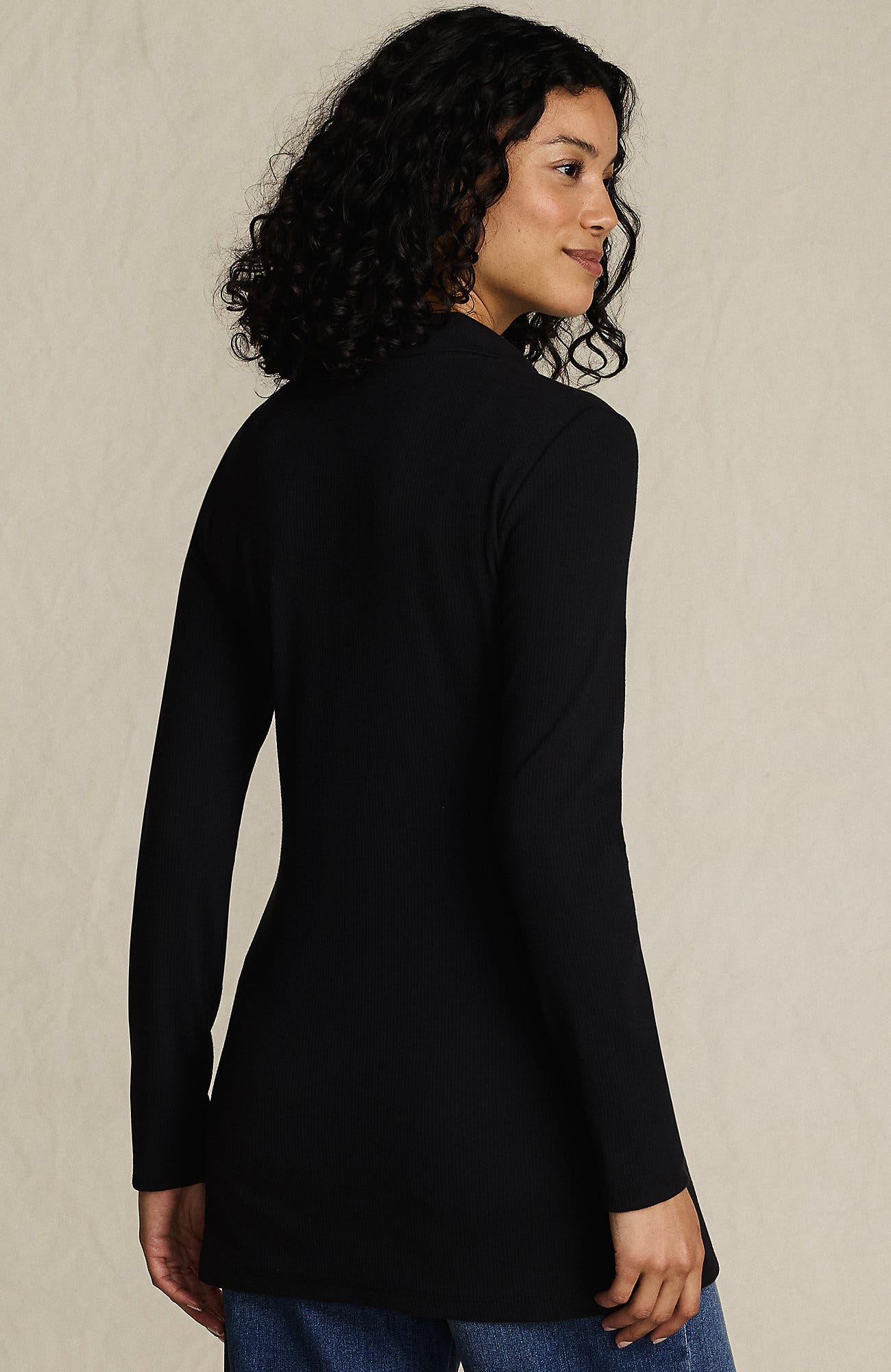 Long Sleeve Polished Rib Button Through Tunic Shirt - image 2