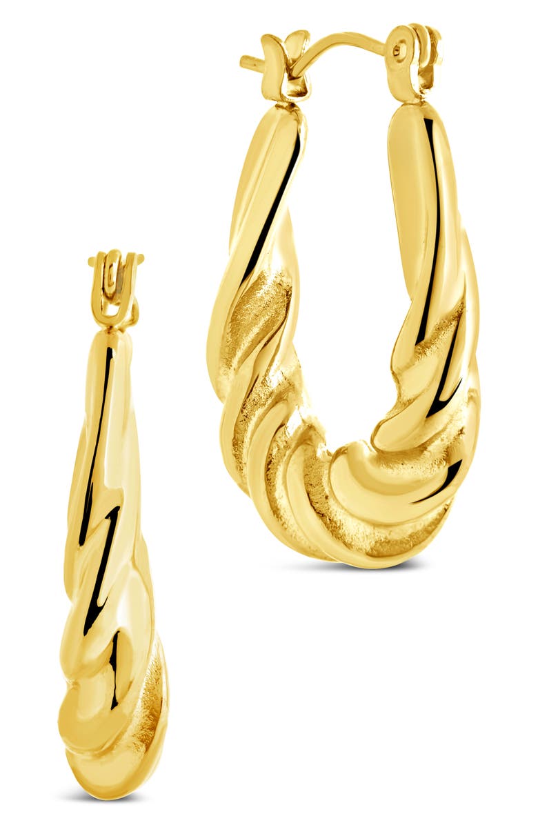Sterling Forever Elena Twisted Tube Hoop Earrings, Alternate, color, Gold