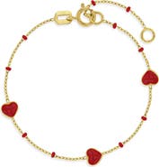 In Season Jewelry 14k Red Enamel Heart Girls Bracelet