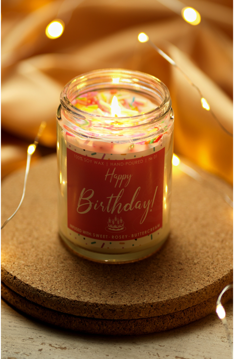 Lovery Birthday Candle Gift Set, 7oz Scented Soy Happy Birthday Candles, Alternate, color, Pink, White, Black, Multi