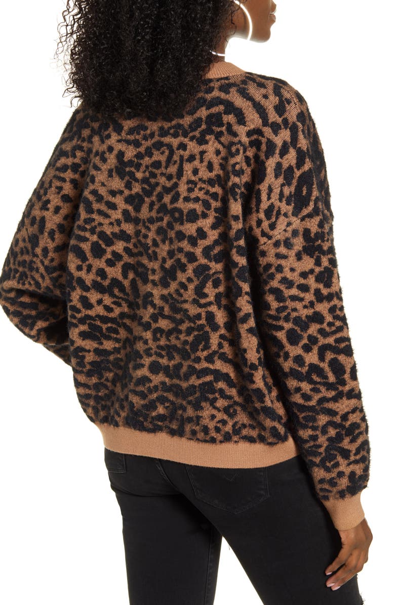 J.O.A. Leopard Print Sweater, Alternate, color, 
