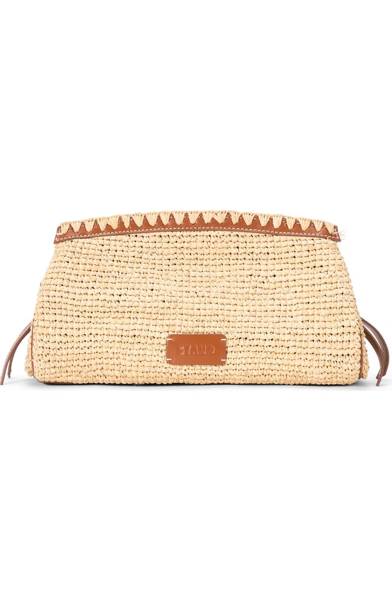 STAUD Maude Convertible Raffia Clutch, Main, color, Natural/ Tan
