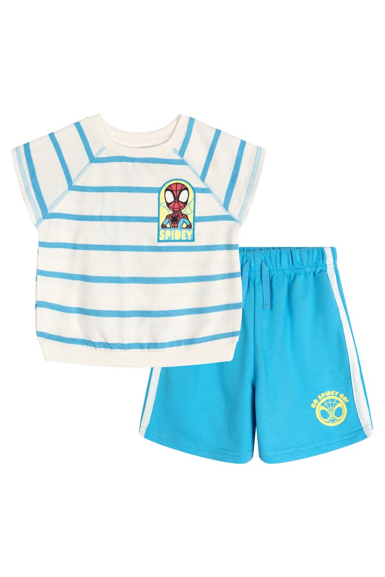 Spidey and His Amazing Friends 2-Piece T-Shirt and Shorts Set, Main, color, Spidey Ivory Blue