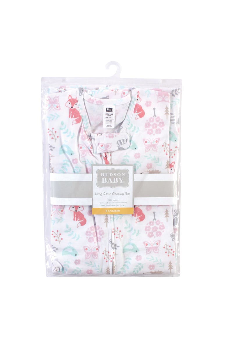 Long Sleeve Cotton Jersey Sleeping Bag, Alternate, color, Girl Woodland