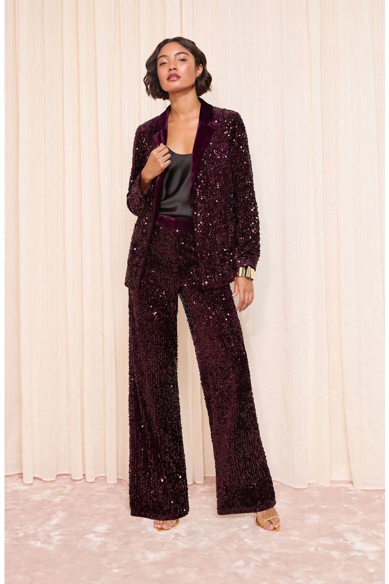 Wide Leg Sequin Pants, Alternate, color, RED