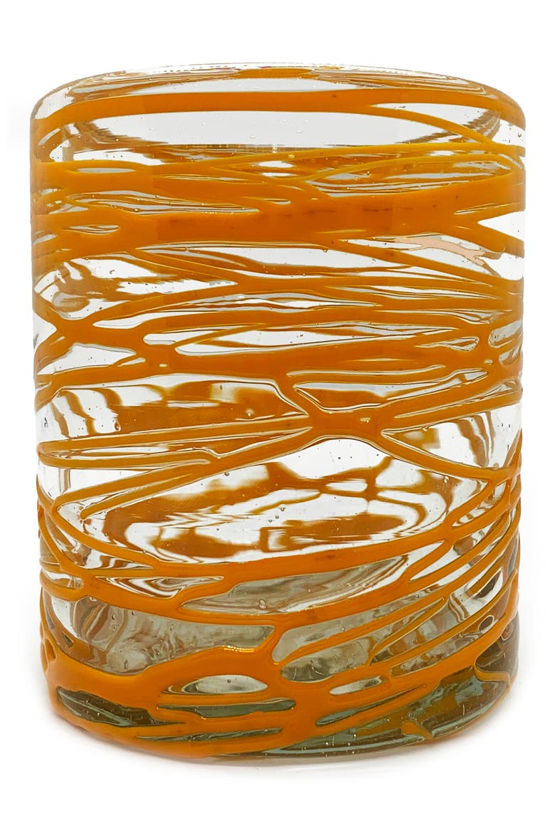 Handblown Glasses - Set of 4, Alternate, color, ORANGE SWIRL