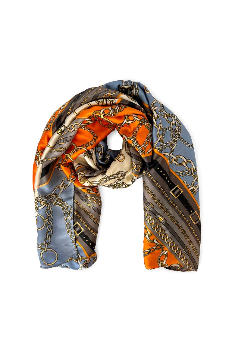 The Milo - Lightweight Scarf, Main, color, Orange/Light Blue/Taupe