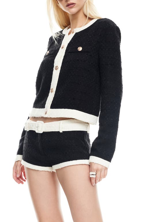 Lioness Riviera Contrast Trim Tweed Jacket In Black