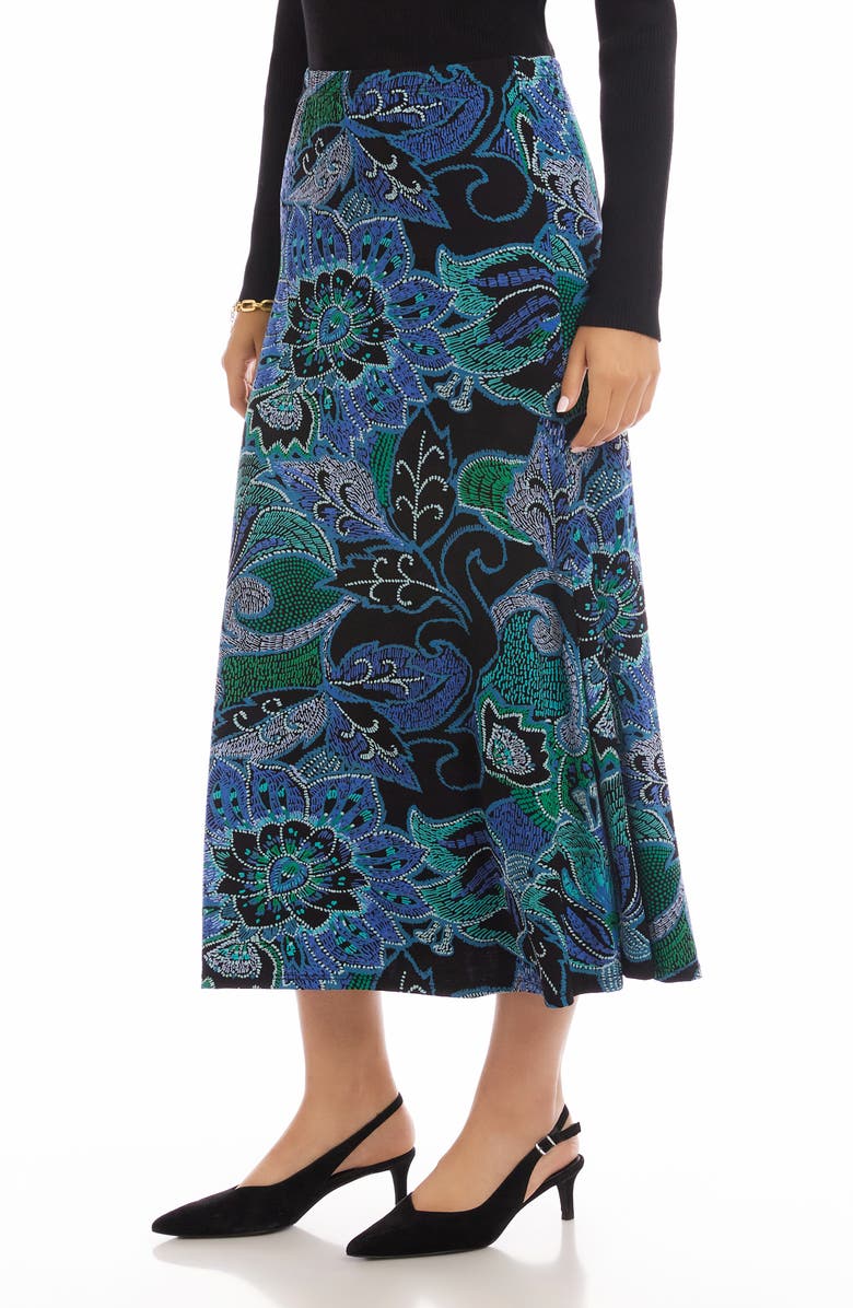 Karen Kane Floral Print Bias Cut Midi Skirt, Alternate, color, Print