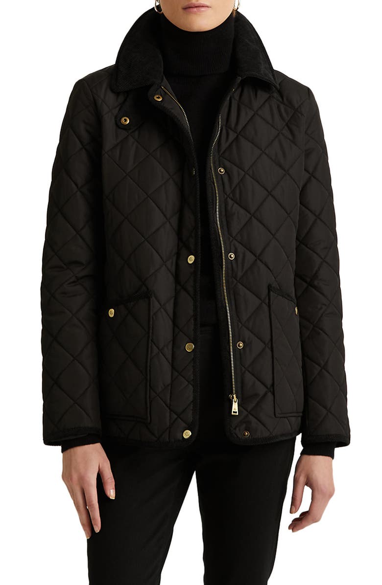 Lauren Ralph Lauren Quilted Corduroy Collar Jacket, Main, color, 