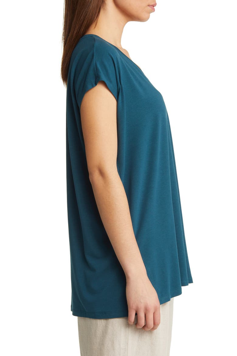 V-Neck Long Boxy Top, Alternate, color, PACIFIC