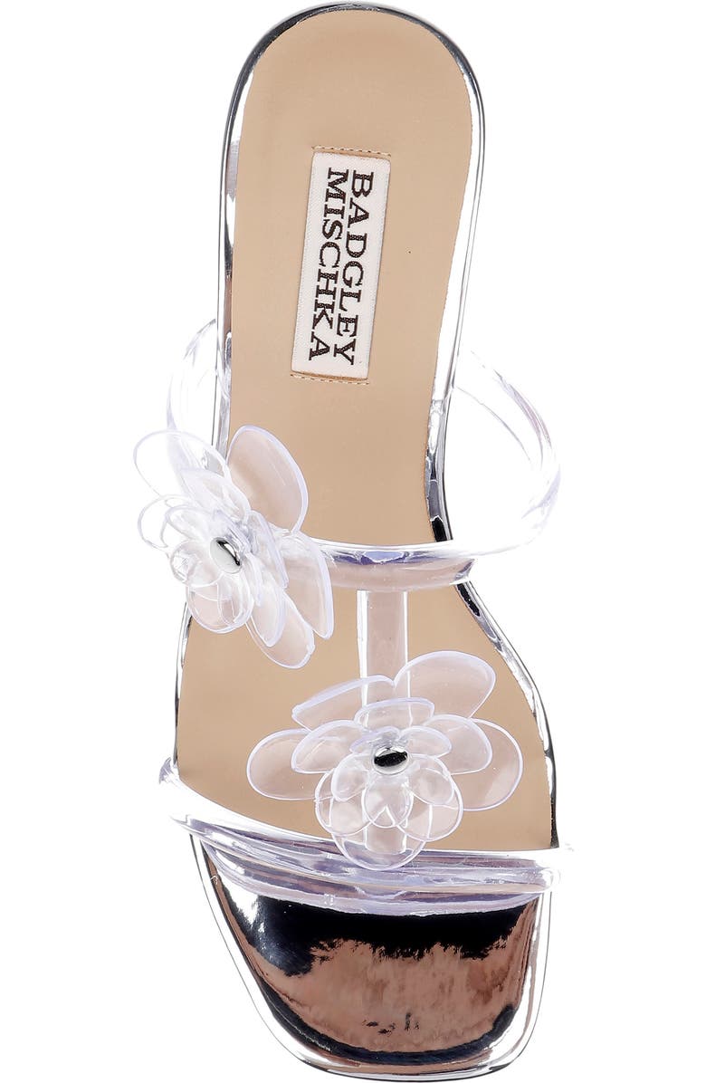 Badgley Mischka Collection Xyra T-Strap Sandal, Alternate, color, Clear/ Silver