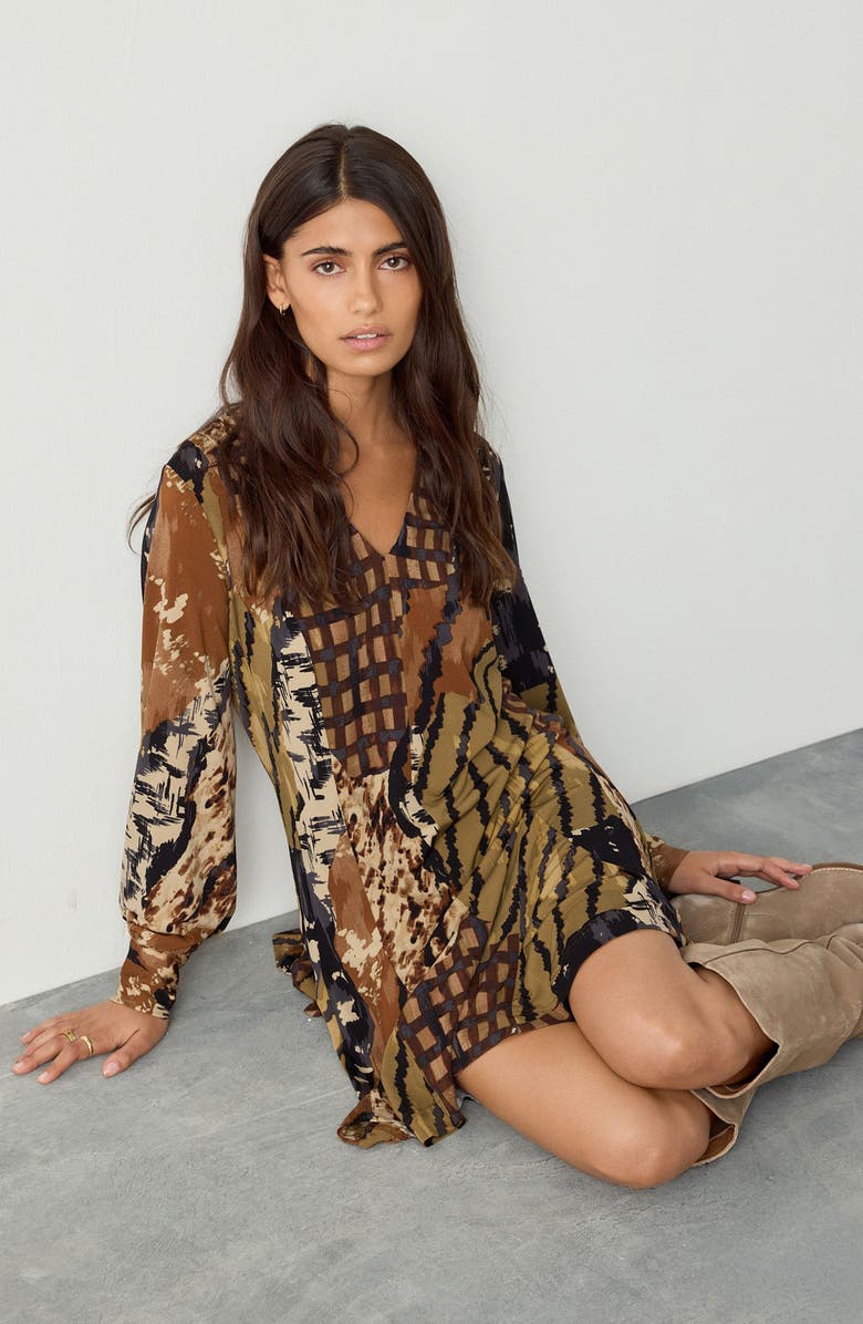 NEXT Mix Print Long Sleeve Minidress, Alternate, color,