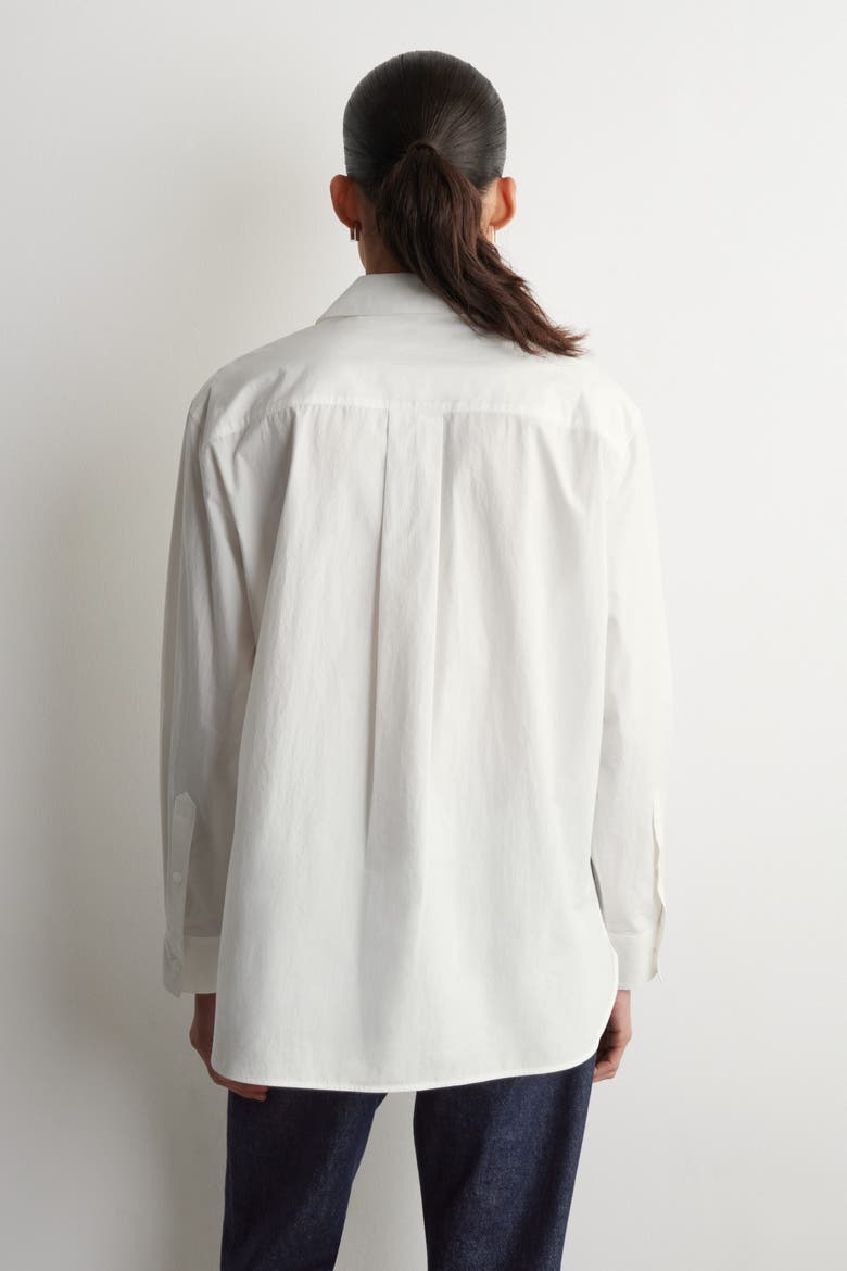Layered-Collar Pima Cotton Shirt, Alternate, color, WHITE