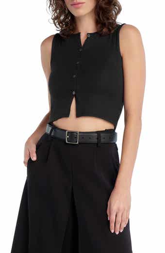 The Dalia Rib Button Front Crop Top
