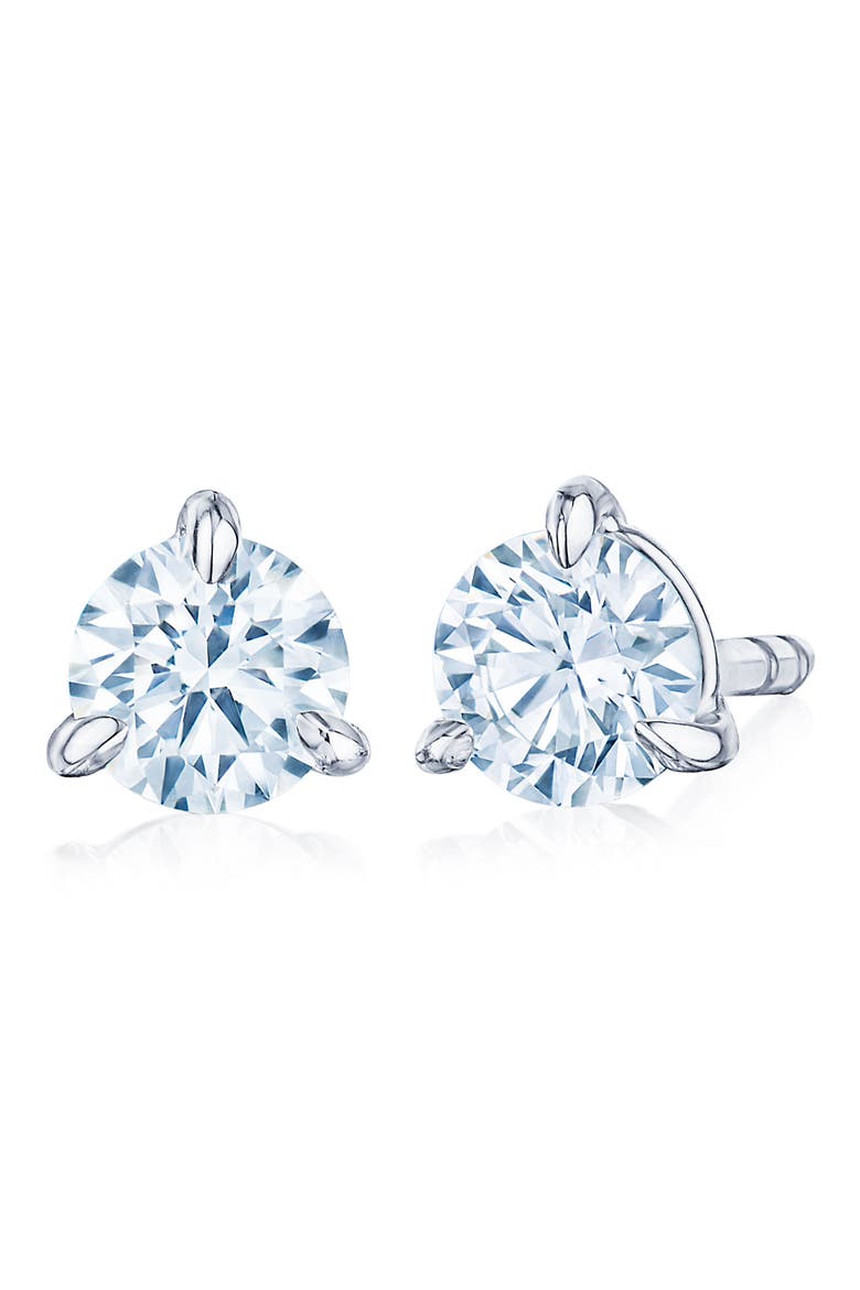 Round Brilliant Cut Diamond & Platinum Stud Earrings - 0.50ct., Main, color, PLATINUM