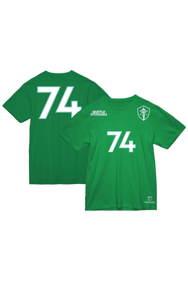 Men's Mitchell & Ness Rave Green Seattle Sounders FC Established T-Shirt, Alternate, color, Kelly Green