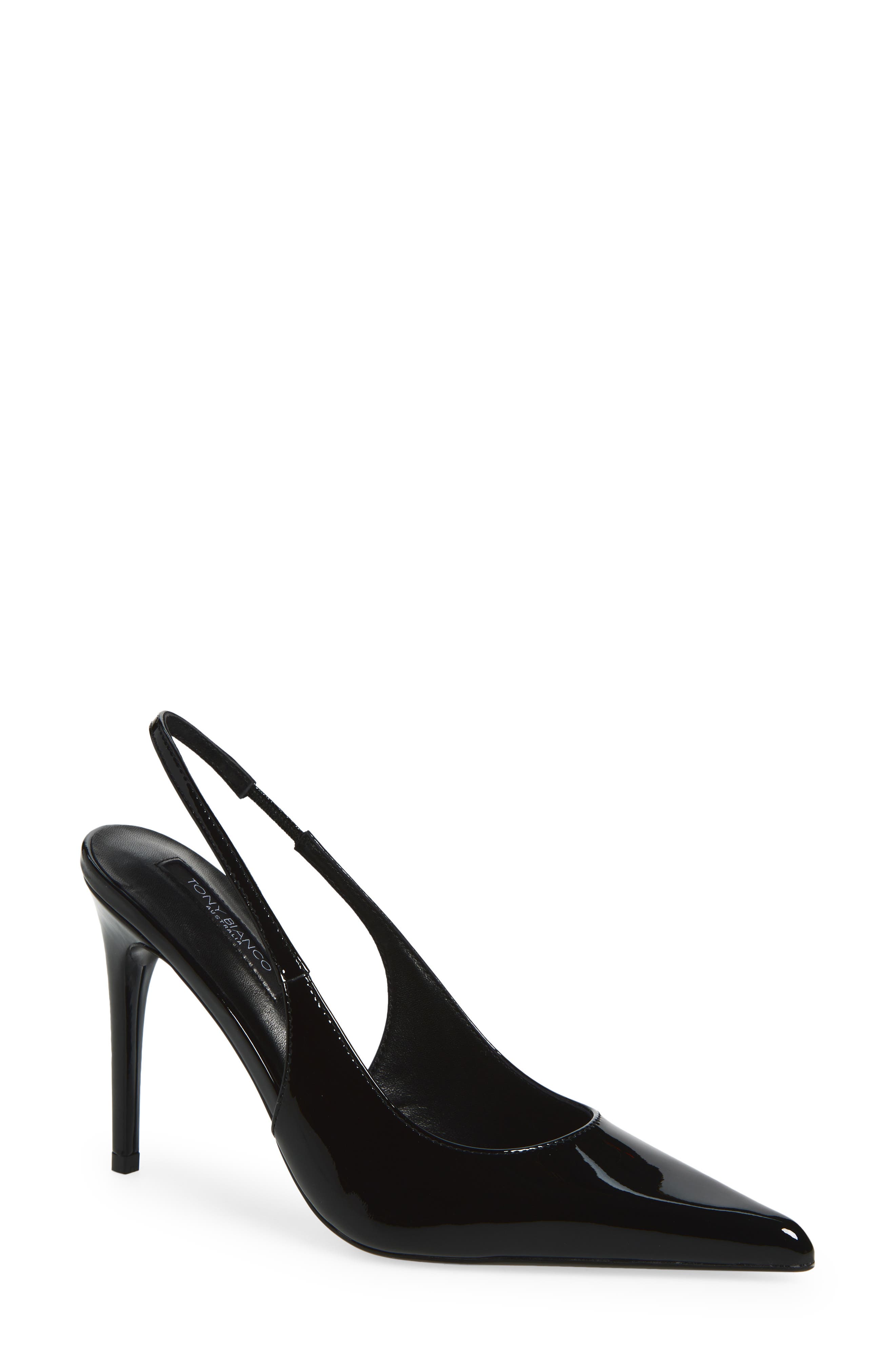 Tony Bianco Slingback Pointed Toe Pump, Main, color, Black Patent