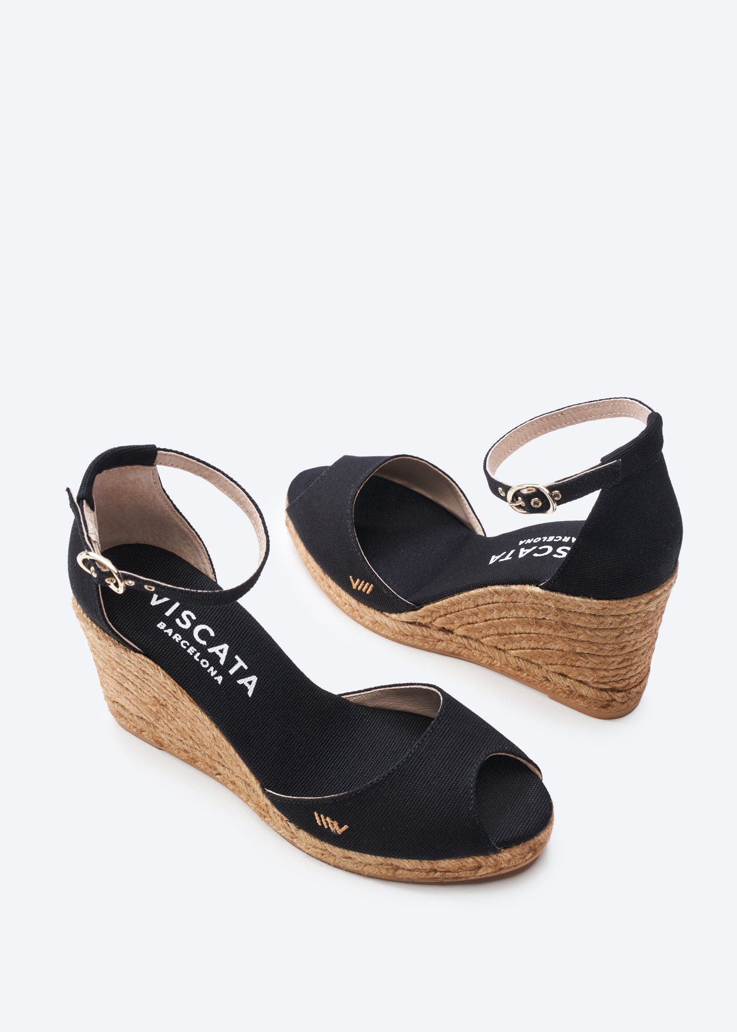VISCATA Aiguafreda Canvas Espadrille Sandal Wedges, Alternate, color, Black
