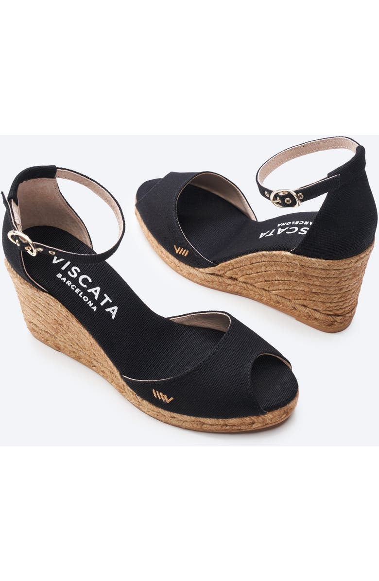 VISCATA Aiguafreda Canvas Espadrille Sandal Wedges, Alternate, color, Black