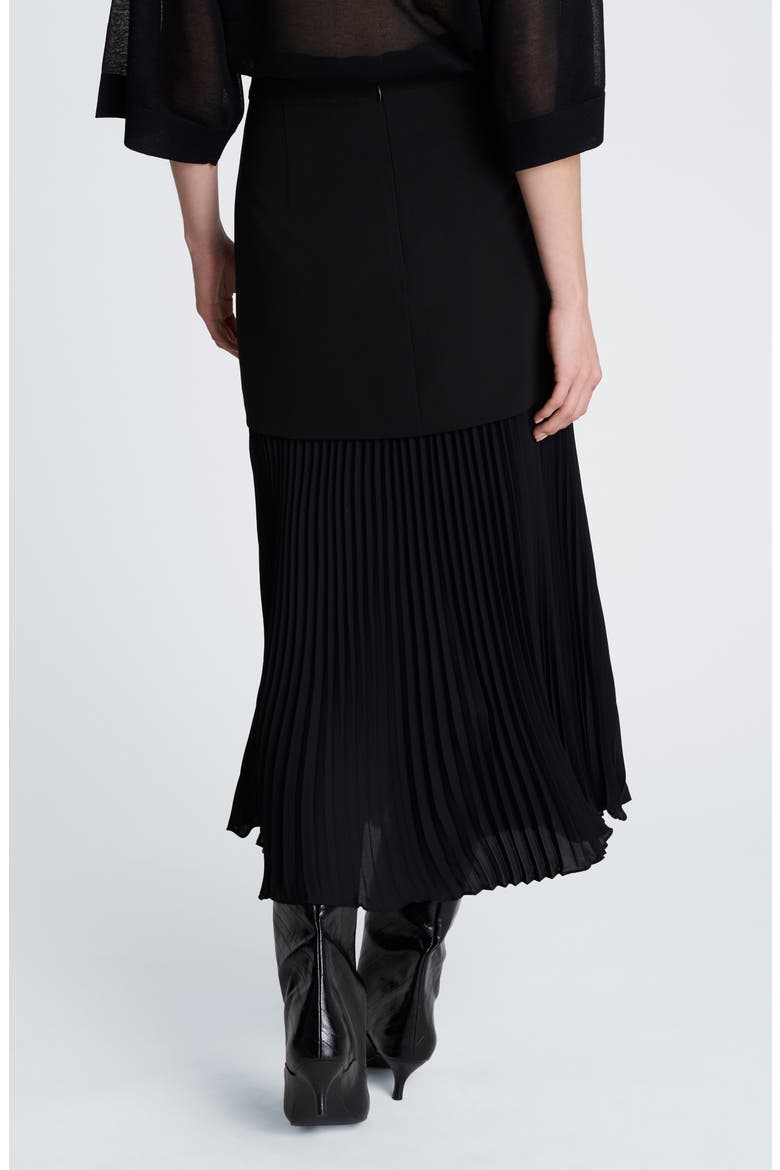 Pleated Layered Midi Skirt, Alternate, color, BLACK