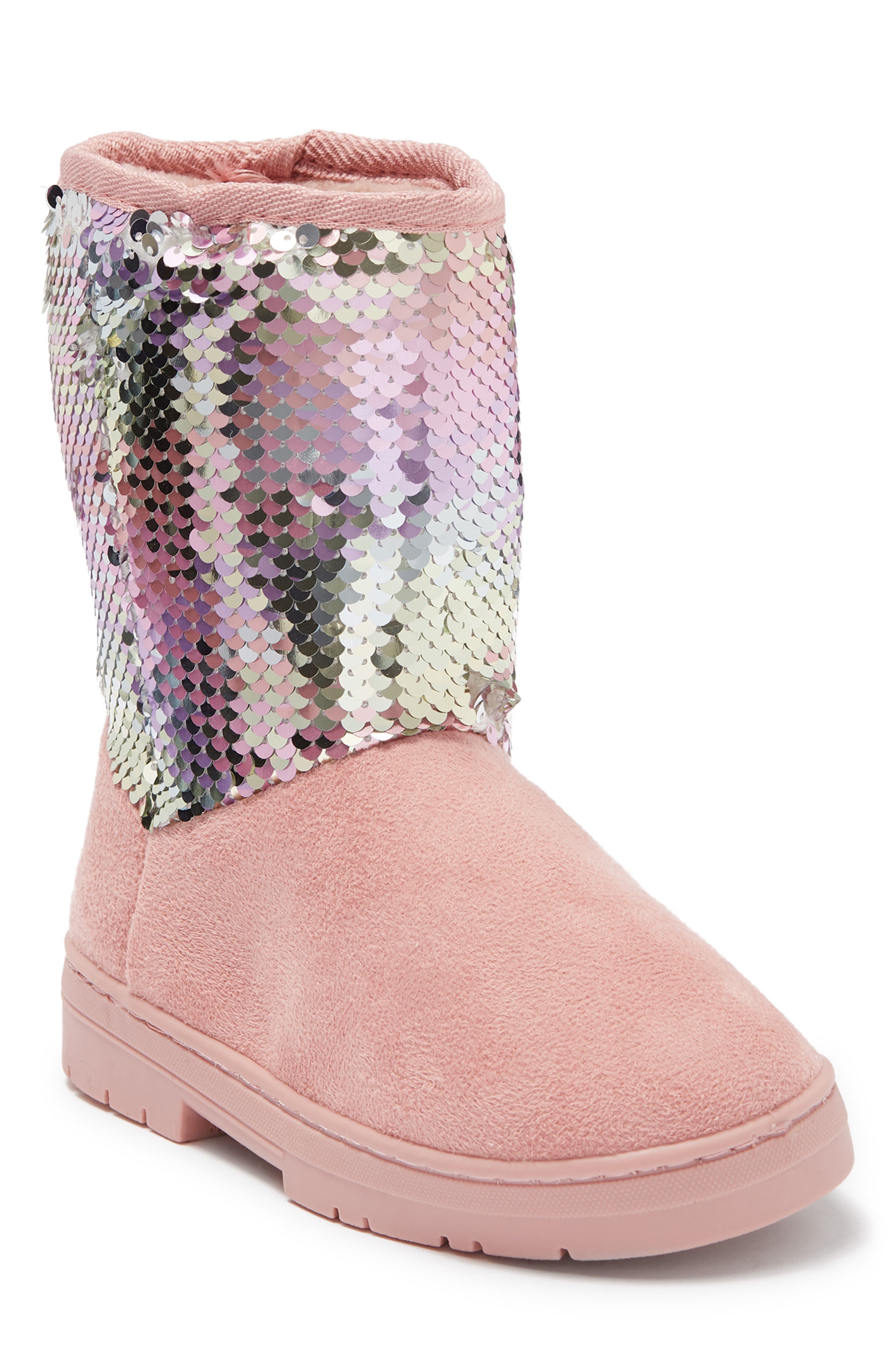 Sequin Faux Fur Lined Boot, Main, color, BLUSH MULTI