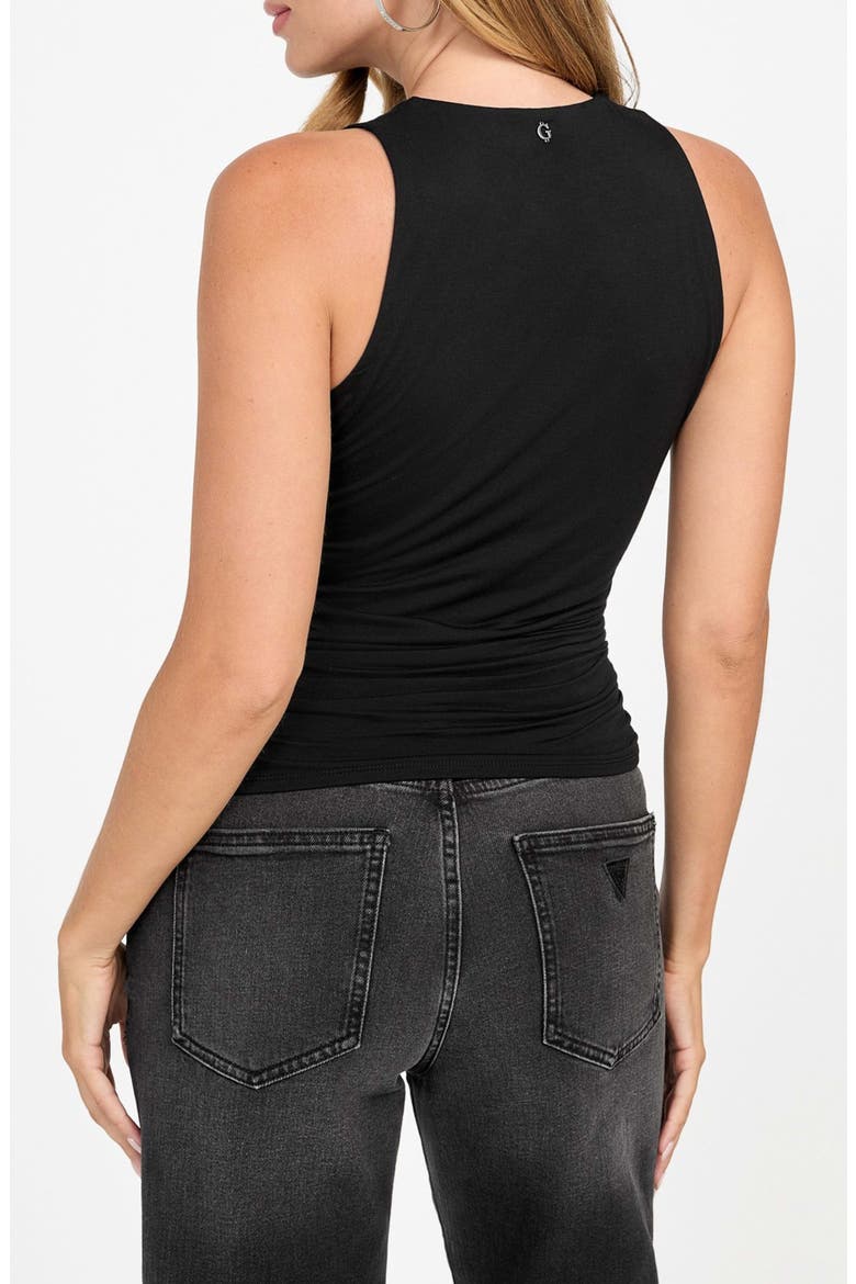 Zaneta Shirred Tank, Alternate, color, BLACK-BLACK
