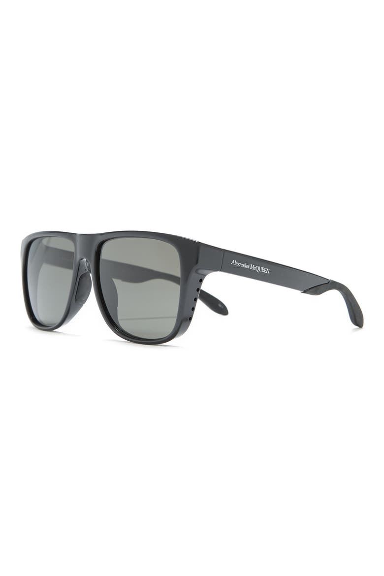 56mm Square Rectangle Sunglasses, Alternate, color, BLACK BLACK GREY