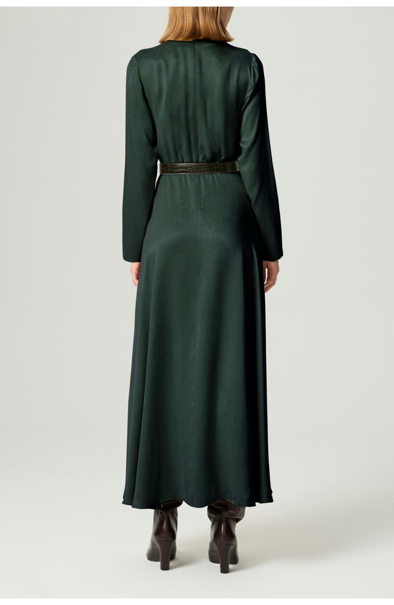 Nocturne Draped Belted Long-Sleeve Maxi Dress, Alternate, color, Dark Green