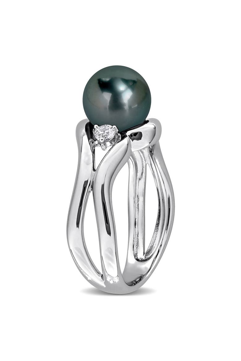 Cultured Tahitian Pearl Ring, Alternate, color, BLACK