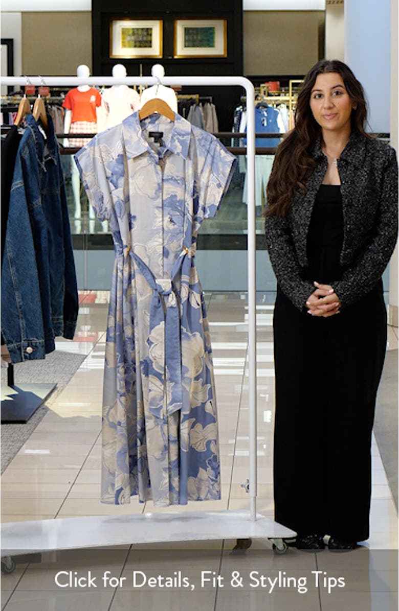 Print Tie Waist Midi Shirtdress, sales video thumbnail