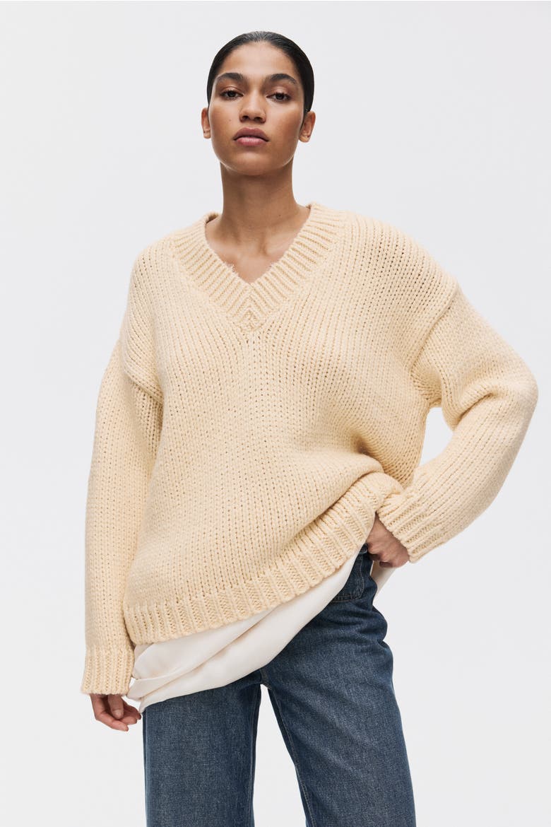 Knitted V-neck Jumper, Alternate, color, Butter yellow