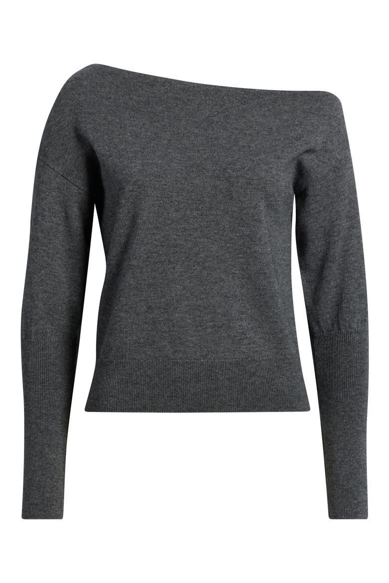 Tianna One-Shoulder Sweater, Alternate, color, HEATHER CHARCOAL