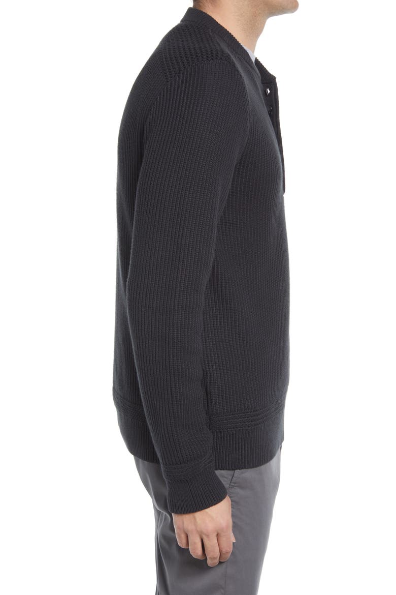 L.L.Ben Signature Archival Henley Sweater, Alternate, color, BLACK SLATE