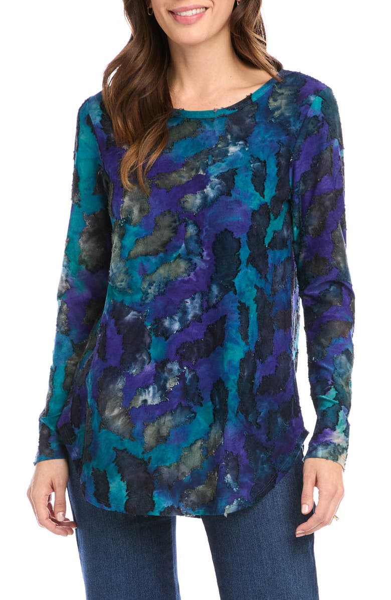 Karen Kane Tie Dye Burnout Shirttail Top, Main, color, 