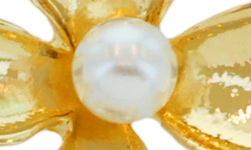 Panacea Faux Pearl Flower Stud Earrings In White