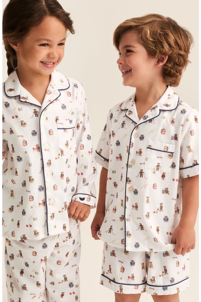 Contrast Piping Cotton Blend Pajamas, Alternate, color, MEDIUM BROWN