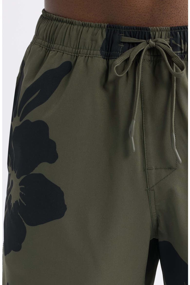 Print Day Swim Trunks, Alternate, color, GREEN